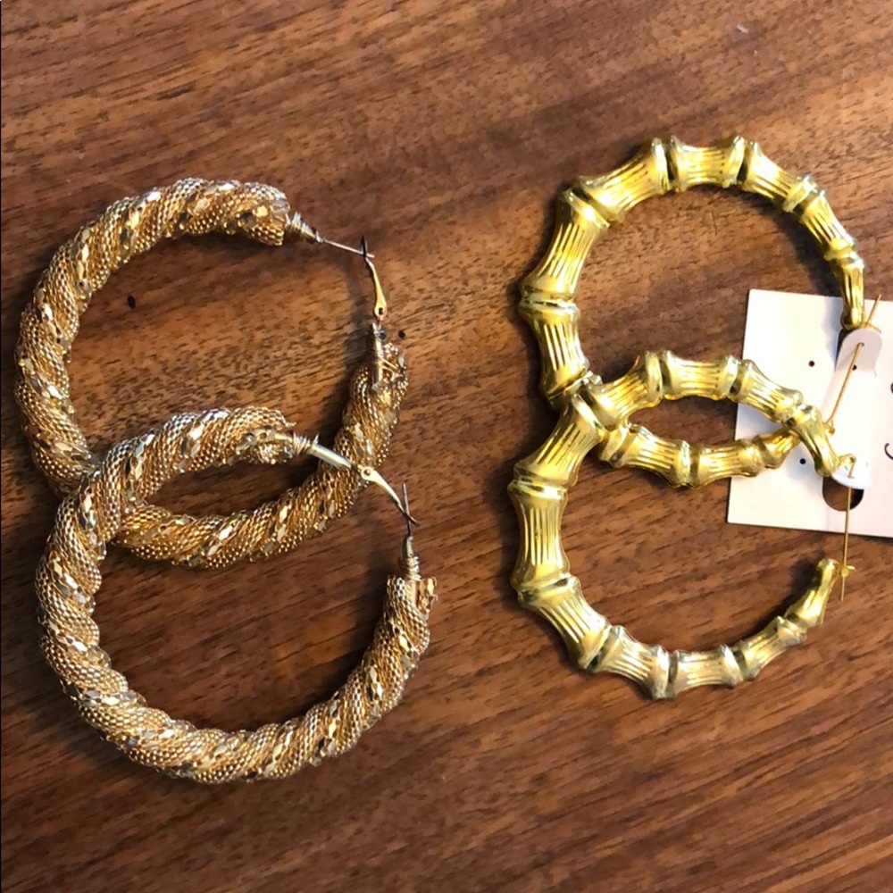 Bamboo style hoop earrings